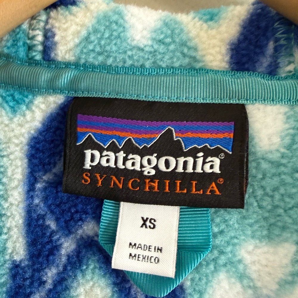 Patagonia Synchilla, blue Pine Patch Snap-T Hooded Full-Zip Fleece Jacket XS - Picture 4 of 6